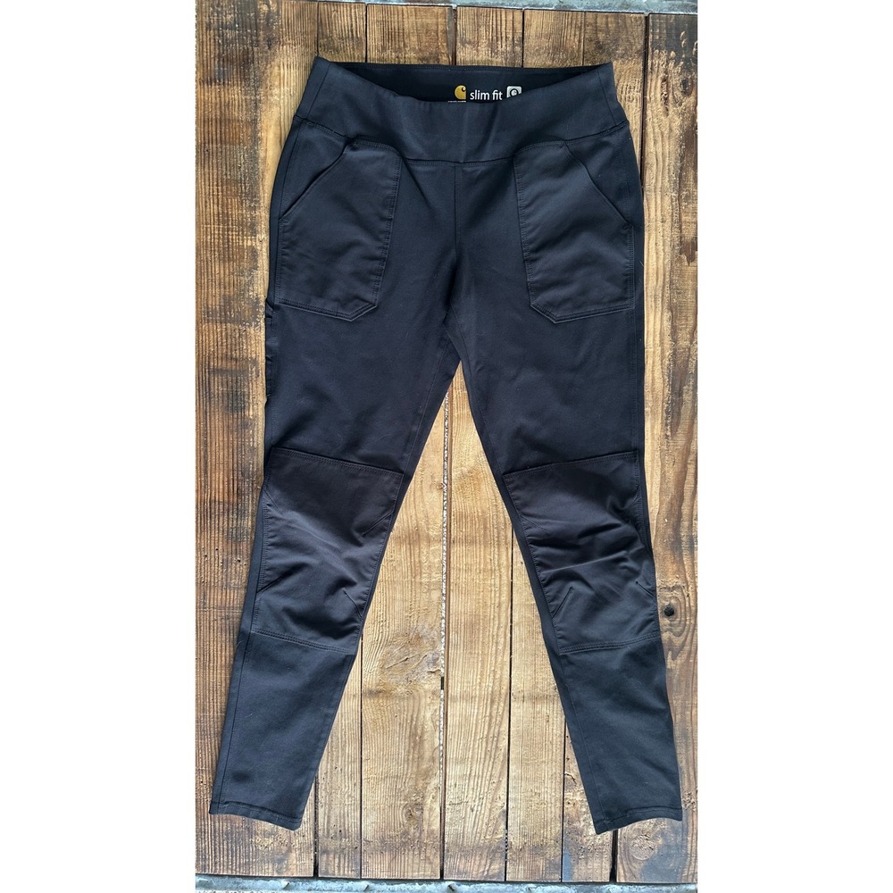 Carhartt Force Utility Knit Leggings Womens M Tall Black Slim Fit Work Pants